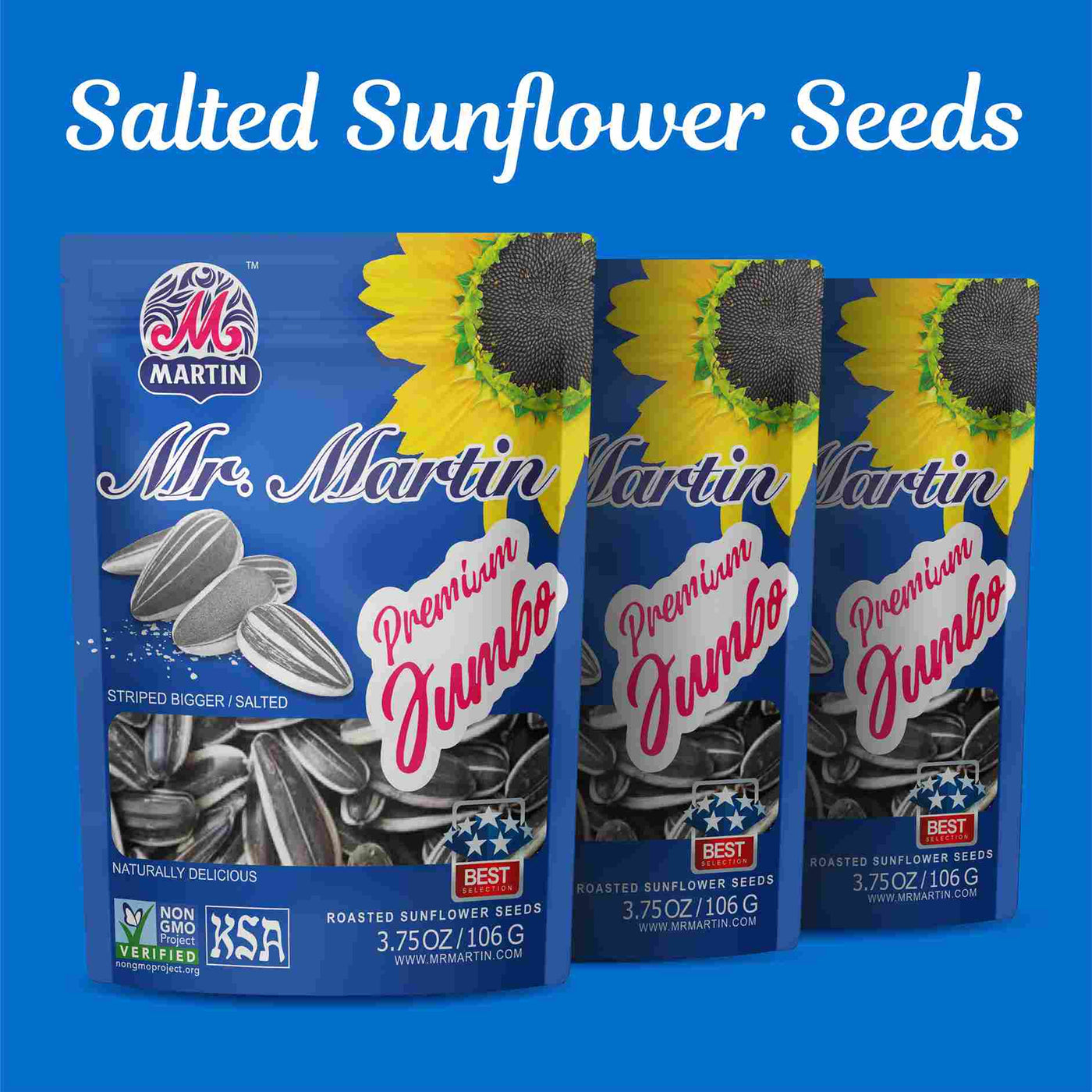 16 Pack of Premium Jumbo Roasted Sunflower Seeds