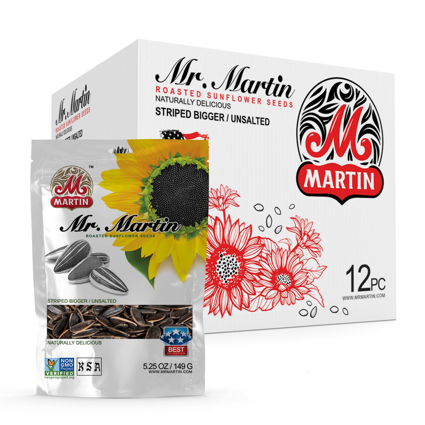 3 Pack of Mr Martin Roasted Unsalted Sunflower Seeds