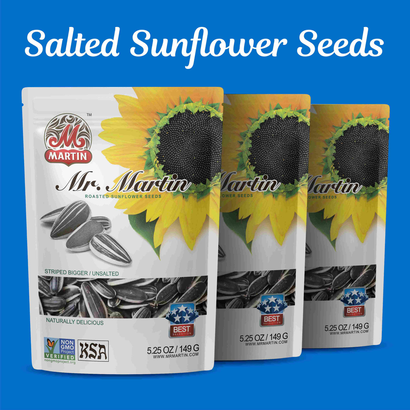 6 Packs of Mr Martin Roasted Unsalted Sunflower Seeds
