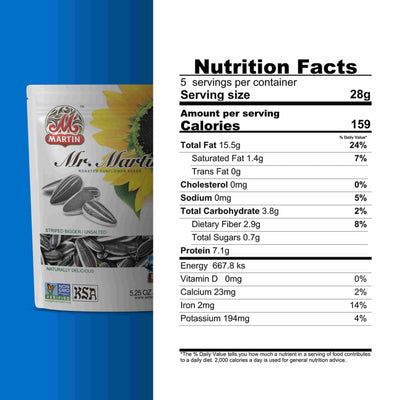 6 Packs of Mr Martin Roasted Unsalted Sunflower Seeds