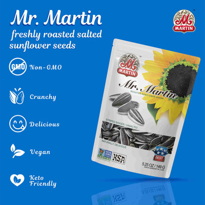 6 Packs of Mr Martin Roasted Unsalted Sunflower Seeds