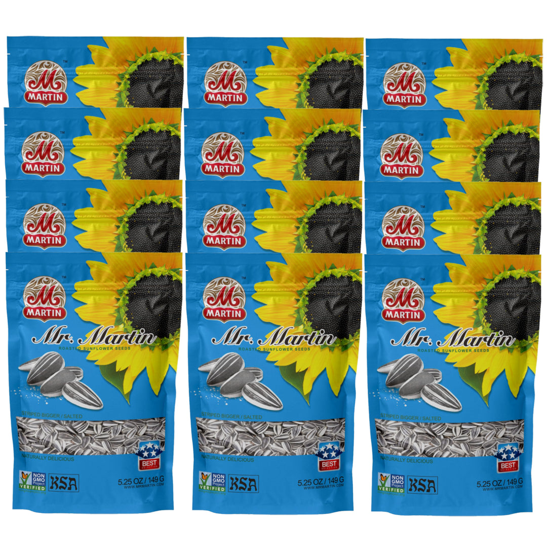 12 Bags of Mr. Martin Freshly Roasted Salted Sunflower Seeds | Mr