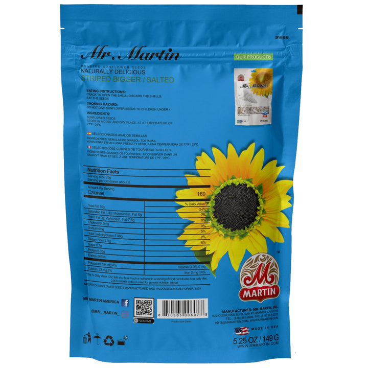 12 Bags of Mr. Martin Freshly Roasted Salted Sunflower Seeds | Mr